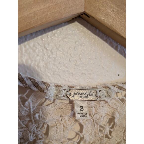 gimmicks by bke lace patchwork button up cardigan size S quarter sleeve - Picture 2 of 7